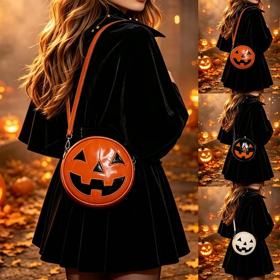 Halloween Shoulder Bags, Pumpkin Themed Shoulder Messenger Purse, Funny Handheld Bag for Halloween Holiday Party