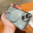 thumbnail image 2 of for iPhone 12 Case Glitter, Clear Magnetic Cases with Luxury Love Heart Pattern [Compatible with MagSafe] Bling Sparkle Plating Soft TPU Slim Shockproof Gradient Cover Women Girls,Silver, 2 of 11