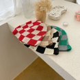 thumbnail image 4 of CoCopeaunts Beach Bucket Hat for Women Checkerboard Lattice Fisherman Hat Autumn Winter Wild Wear Hand-Woven Hollow Knitted Hat, 4 of 8