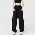 thumbnail image 3 of Pantalones deportivos de albaricoque para mujer, pantalones deportivos rectos y sueltos de otoño, pantalones de pierna ancha de marca de moda hip hop, pantalones de baile, 3 of 5