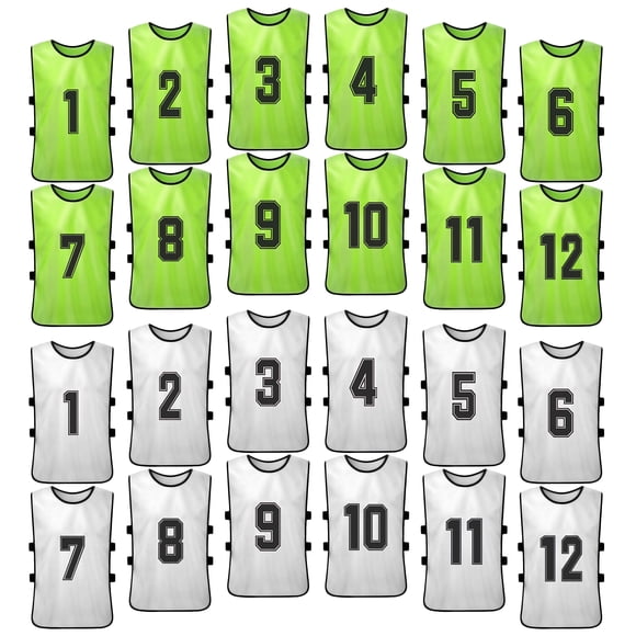Numbered 24PCS Football Pinnies Quick Drying Soccer Jerseys Youth Sports Scrimmage Basketball Team Training Numbered Bibs Practice Sports Vest
