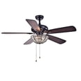 thumbnail image 4 of Warehouse of Tiffany Hannele Bowl 3-light 5-blade Black 52-inch Ceiling Fan (Optional Remote) Remote, 4 of 5