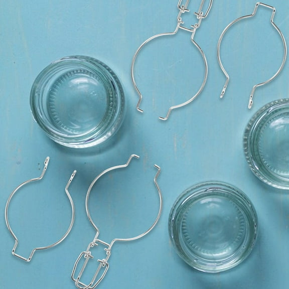 MLINS  5 Pcs Glass Jar Wire Clamp Replacement Stainless Steel Lock Buckle Silver