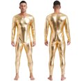 thumbnail image 3 of Lencería para hombre, mono de cuerpo entero de una pieza, leotardo metálico brillante, Ropa de baile, mono ajustado de manga larga, trajes de baile en barra, 3 of 5