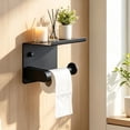 thumbnail image 5 of Stainless Steel Wall Mounted Toilet Paper Holder with Storage Shelf - Rust-Resistant Bathroom Organizer for Residential and Commercial Restrooms Black, 5 of 6