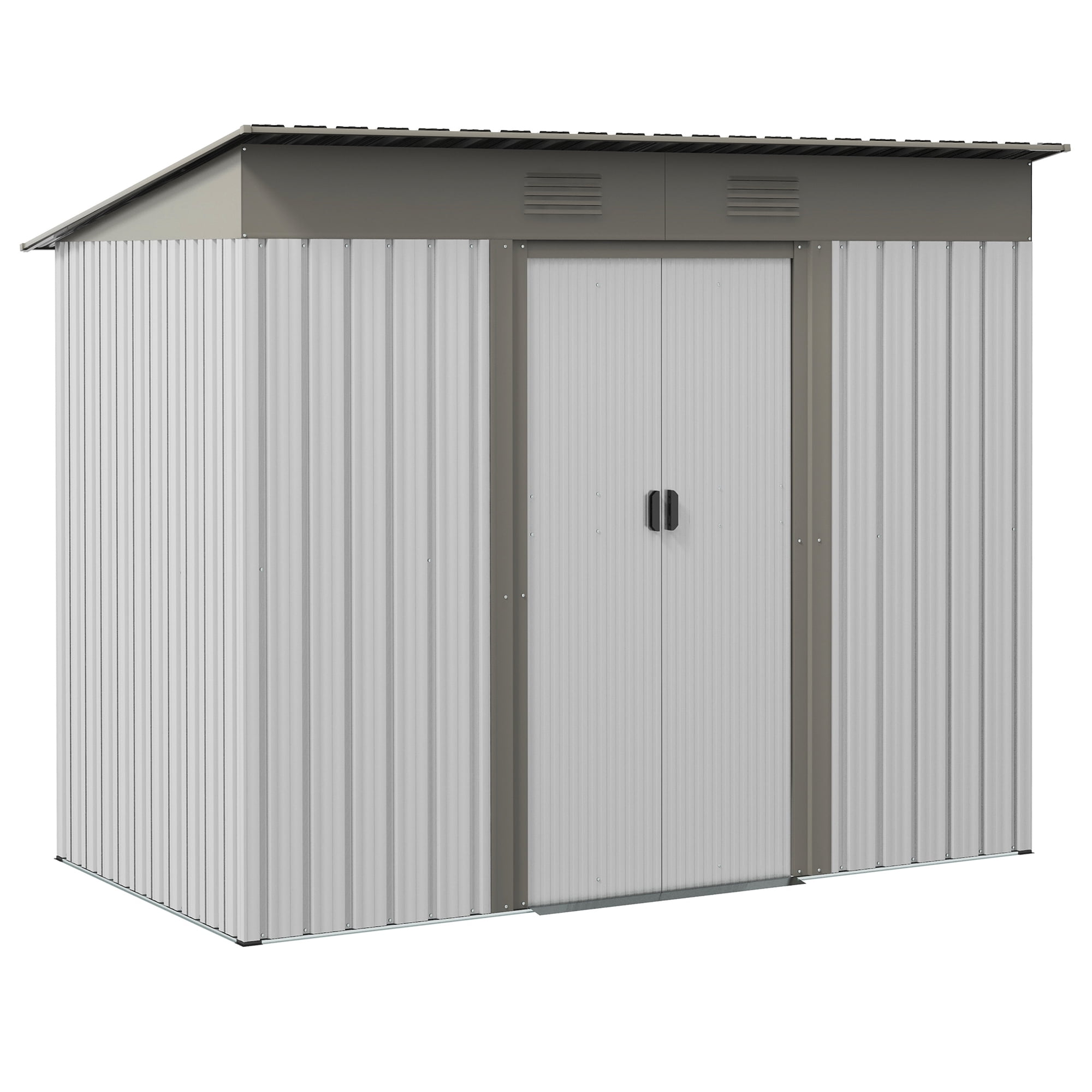 Outsunny Metal Outdoor Storage Shed with Vents, 7' x 4', Silver