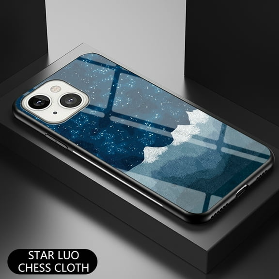 Dteck Case for iPhone 13 mini 5.4-inch,Shockproof Rubber Hybrid Tempered Glass Back Pattern Phone Case Slim Cover,#01