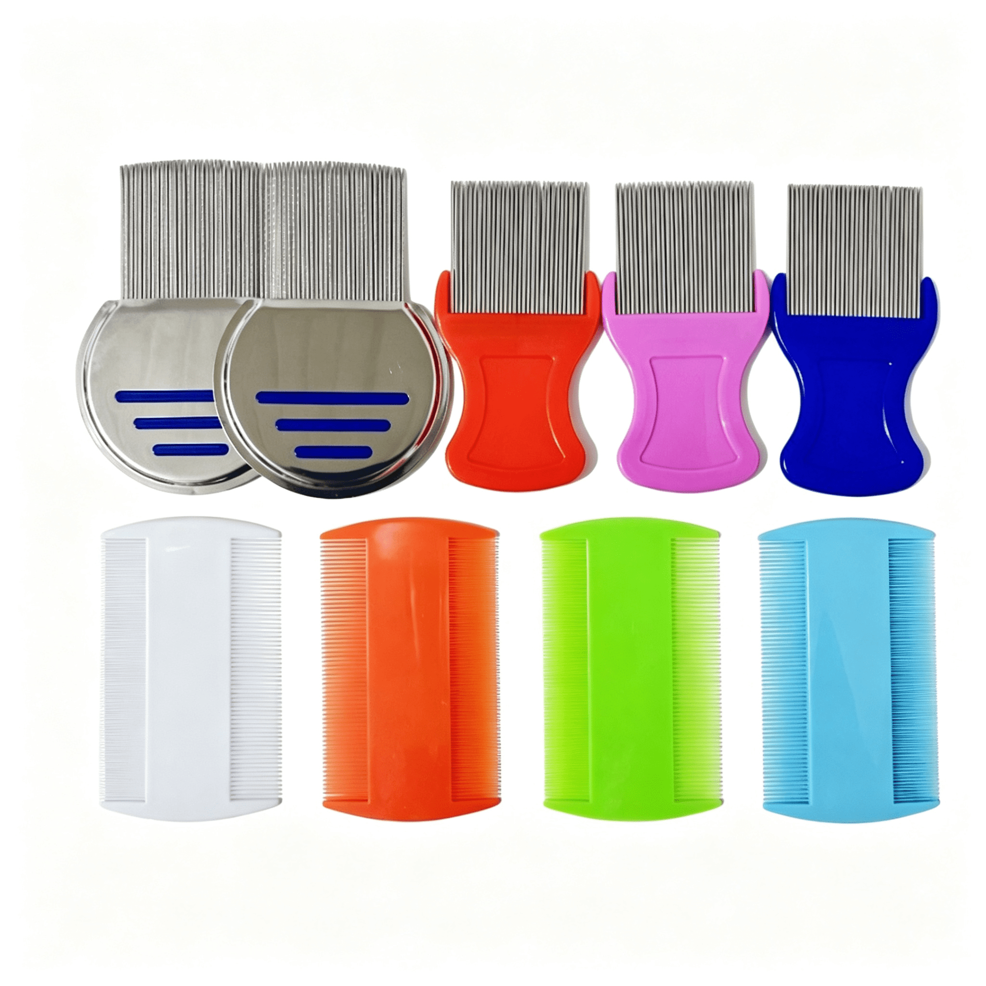 ACDANC 9 Pcs Lice Combs,Flea Combs,Hair Comb Double Sided Fine Tooth Combs,Removal Dandruff Comb with Metal Teeth,Stainless Steel Louse and Nit Comb for Head Lice Treatment