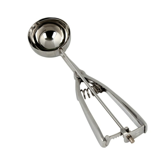 Excellante 1.63 oz stainless steel ambidextrous scoops, 2" diameter, comes in each