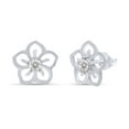 thumbnail image 2 of Round Cut Lab Created Moissanite Diamond Flower Stud Earring For Women In 14k White Gold Plated Sterling Silver (G-H Color,VVS1 Clarity,0.10 Cttw), 2 of 7