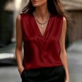 thumbnail image 2 of Posijego Silk Tank Tops for Women Dressy V Neck Blouses Tops Business Casual Office Sleeveless Satin Work Tank Shirts, 2 of 6