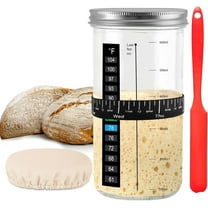 CyanCloud Sourdough Starter Jar Kit Sourdough Bread Starter Kit 750ml Sourdough Starter Jar with Thermometer, Silicone Scraper, Cloth Cover and Metal Lid, Reusable Sour Dough Bread Baking Supplies