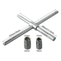 4-Way Extended Lug Wrench Car Tire Iron Nut Wrench Set Heavy Duty 17/19/21/23mm