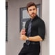 thumbnail image 3 of Camisa de vestir Alimens & Gentle, elástica en 16 direcciones, ajustada, para hombre, negra, 3 of 6