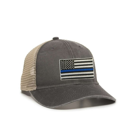 Womens Thin Blue Line USA Flag Ponytail Mesh Back Cap
