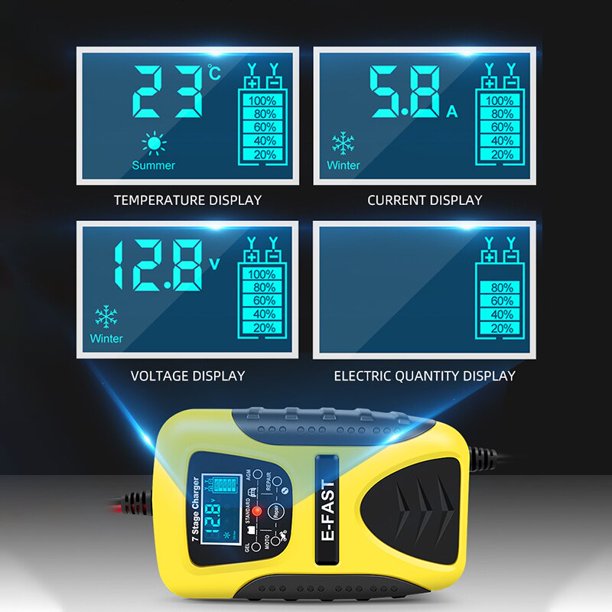 Durable Lead-acid Charger Motorcycle Car Battery Charger Long Service Life Multifunctional 6-120ah Easy To Operate 520g 50-60hzRed European GaugeRussian Federation He Qiyong unisex
