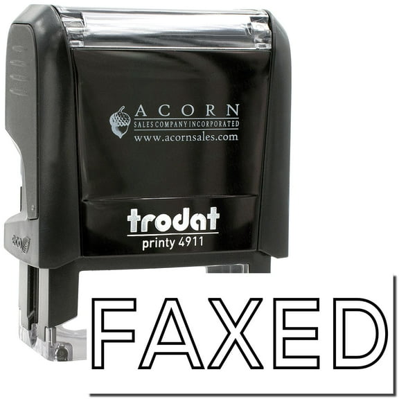 Self-Inking Faxed with Date Box Stamp, Trodat Printy 4911, Press and Print Stamping, Impression Size 5/8" x 1-1/2", Up to 10,000 Impressions - Black Ink