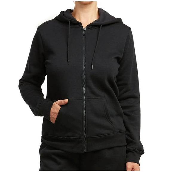 Women's Cotton Fleece Lined Full Zip Hoodie Jacket, Black, Small, 1 Piece