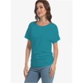 thumbnail image 6 of Womens Casual Dolman Boat Neck Short Sleeve T Shirts Ruched Tops Summer Lightweight Clothes, 6 of 6
