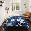 thumbnail image 4 of Navy Blue Spring Floral Tapestry for Bedroom Wall Hanging Tapestry, Summer Flowers Watercolor Botanical Ceiling Backdrop Tapestries Poster Blanket Wall Decor for Teens Room Living Room Dorm 59" x 90", 4 of 8