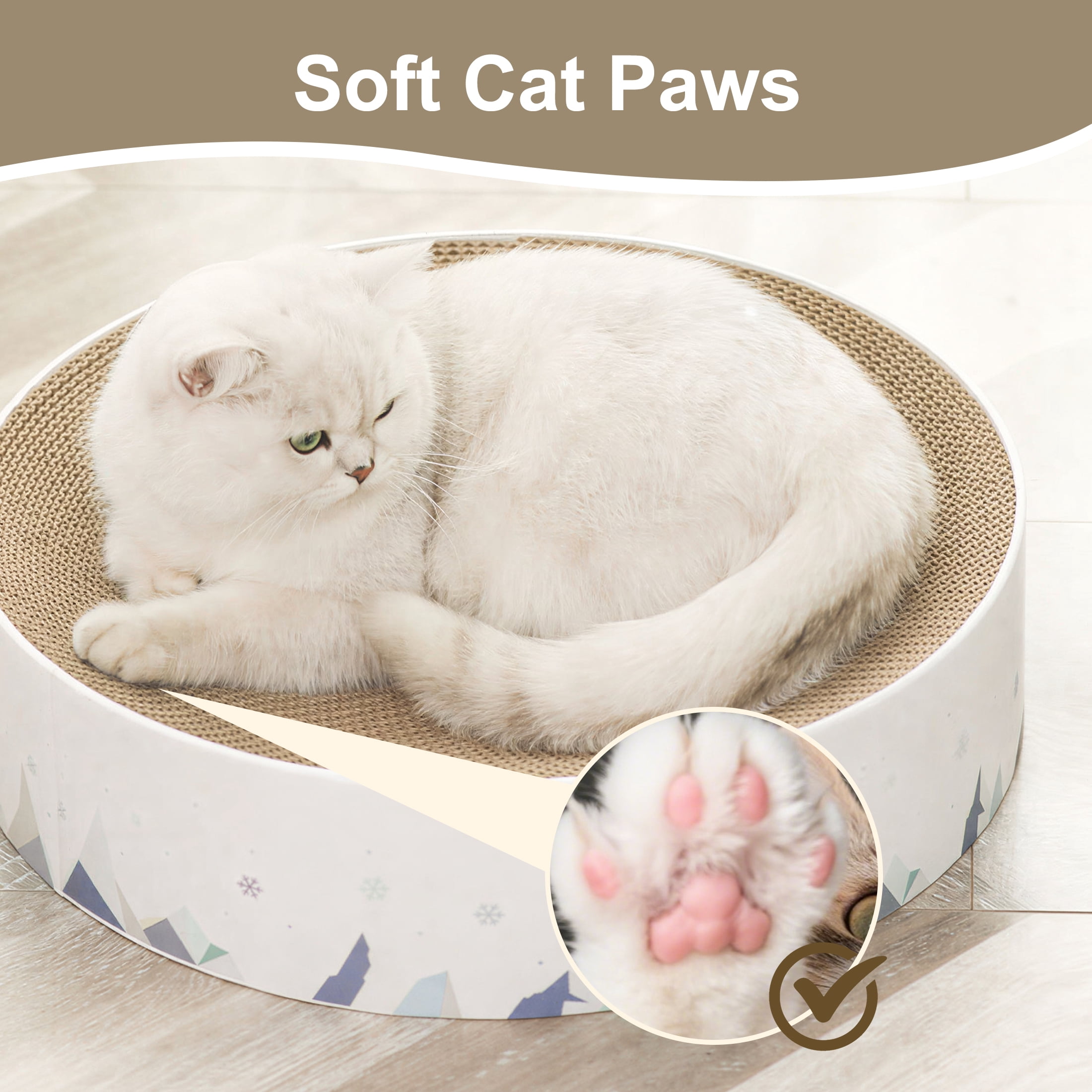 GARITIN Cat Scratcher Cardboard, 2 in 1 Round Cat Scratch Pad, Cat Scratcher Bowl for Indoor Cats/Kittens Grinding Claw, Durable Cat Scratch Board, Furniture Protecter