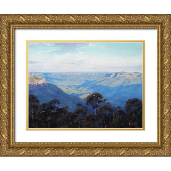 Gercken, Graham 24x19 Gold Ornate Wood Framed with Double Matting Museum Art Print Titled - The Jamison Valley