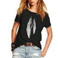 thumbnail image 1 of Camiseta de mujer con estampado de plumas, camiseta de manga corta, camisetas informales sueltas Xemadio CJWUS-3846, 1 of 1
