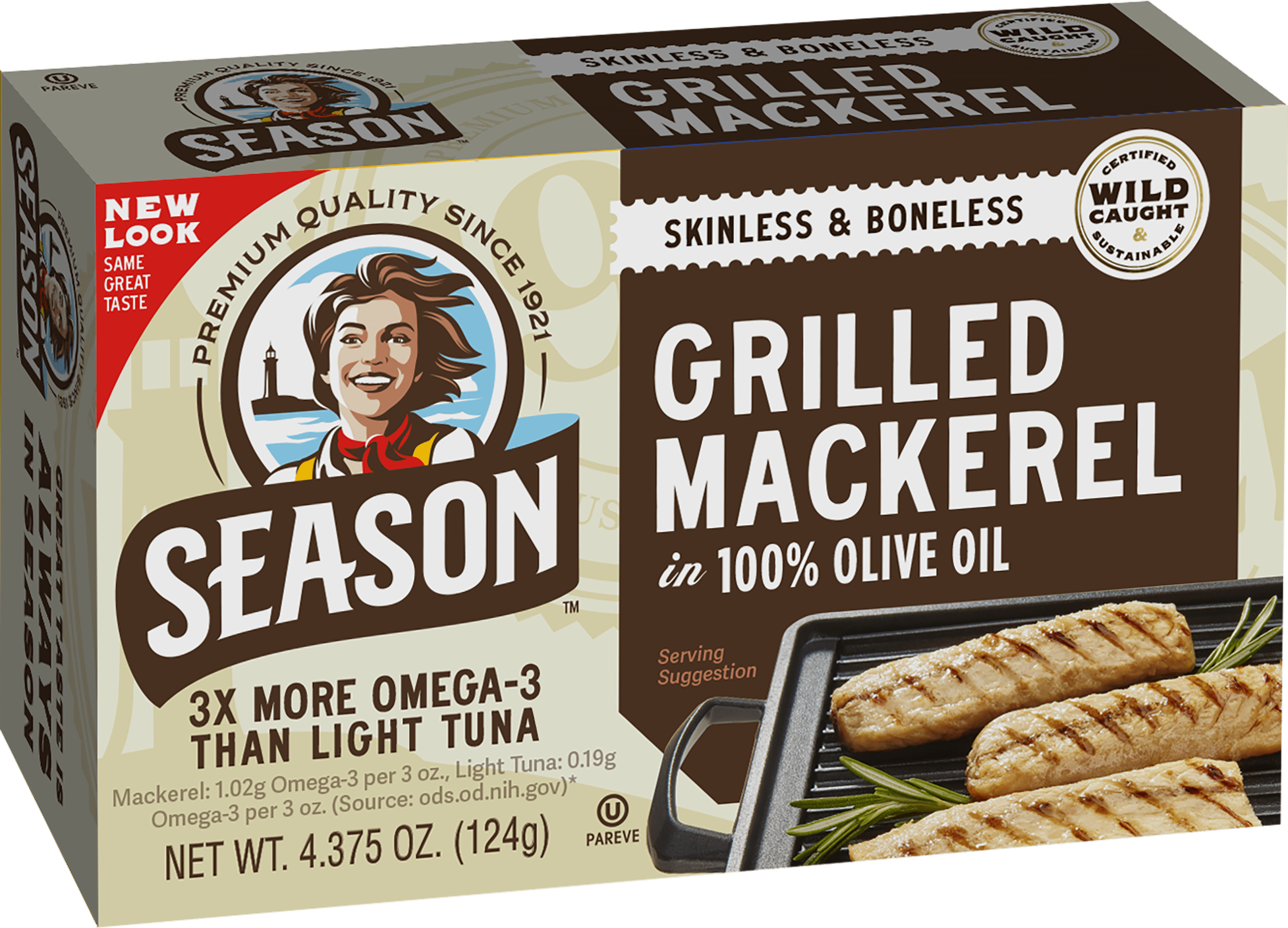 (2 pack) Season Grilled Mackerel Fillets in Olive Oil, 4.375 oz