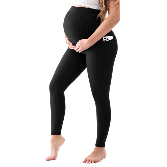 Leggings de maternidad Walifrey de cintura alta con bolsillos, negro, talla L