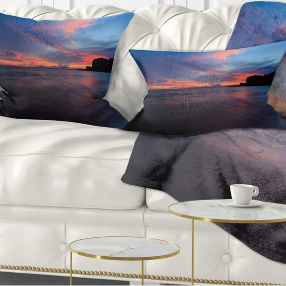 Designart Sunset at Railay Beach Andaman Sea - Seashore Throw Pillow - 12x20