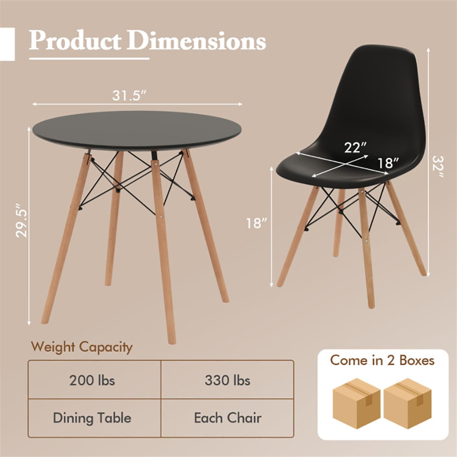 Demi Bonn 5-Piece Dining Table Set with 4 Chairs, 31"dustrial Kitchen Table with Metal Frame, Perfect for Small Space, Black