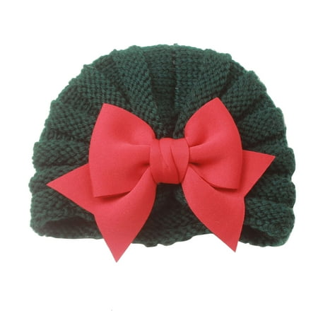 

Kids Caps Christmas Hat Toddler Baby Boys Girls Knitted Cap Beaniess Bowknot Elastics Turban Xmas Hat