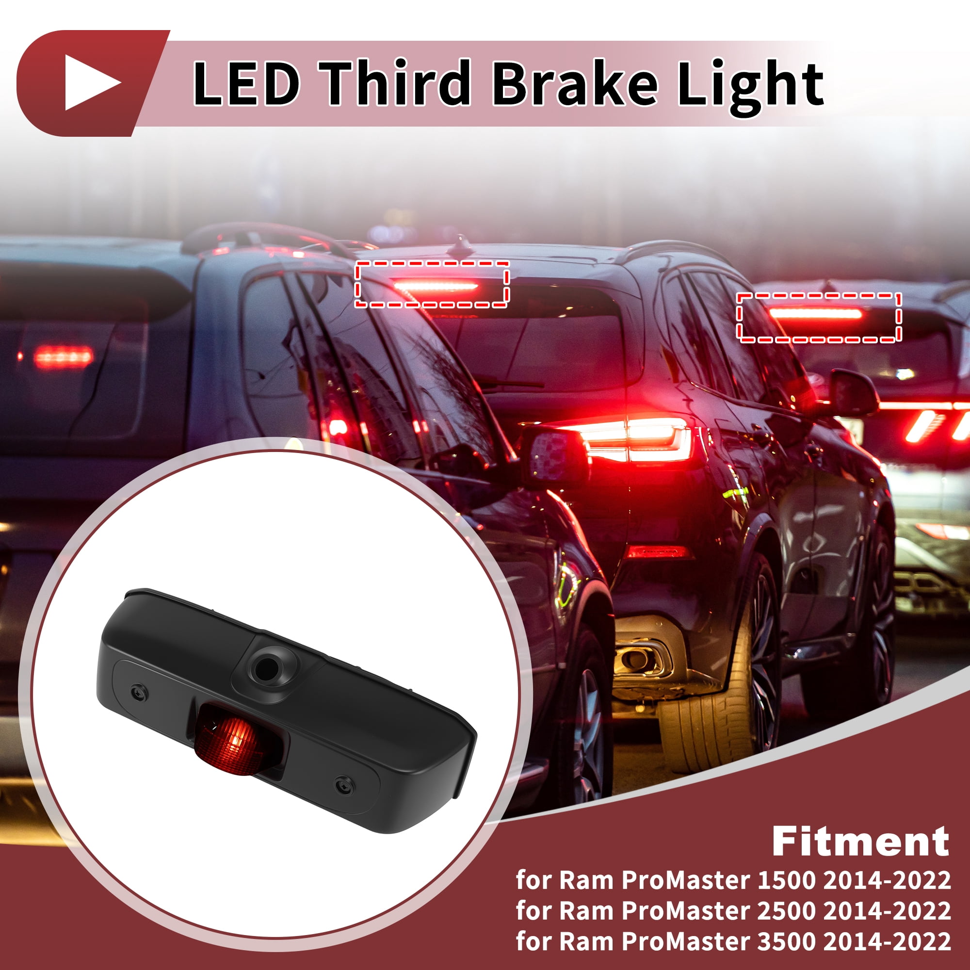 Unique Bargains LED Third Brake Light for Ram ProMaster 1500 2500 3500 2014-2022