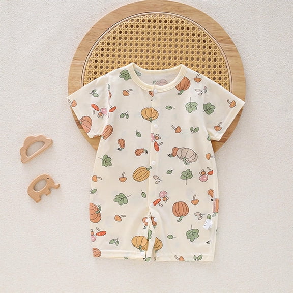 YHAJDS Toddler Baby Girls Romper Sleeveless Jumpsuit 0-2 Years Summer Short Sleeve Print Cotton Rompers