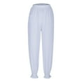 thumbnail image 4 of Dpytoraw Womens Pajama Pants Elastic Waist Lightweight Striped Loose Fit Cropped Pants With Pockets Petite Length Casual Pants Women Blue L, 4 of 4