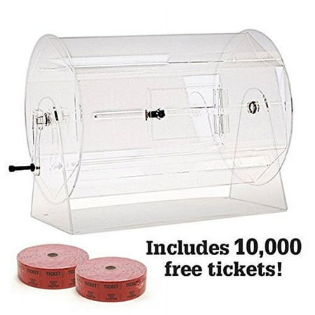 Large Acrylic Raffle Drum with 10,000 Free Raffle Tickets