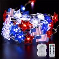 thumbnail image 1 of 3M Rojo Blanco Azul Estrella Bandera de EE. UU. Luces de cadena Lámpara de 8 modos para el Día de los Caídos, 1 of 5