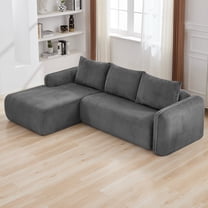103" Gray Cloud L-Shaped Modular Sectional Sofa with Deep Seat, Oversized Corduroy Couch for Living Room & Bedroom, No Assembly