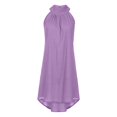 thumbnail image 6 of Womens Dresses Summer Sleeveless Strappy Halterneck Off Shoulder Elegant Solid Beach Cami Irregular Mini Swing Mini Casual Dress Purple XL, 6 of 6