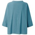 thumbnail image 5 of ICHUANYI Clearance Women's Summer Casual V-Neck 3/4 Sleeve Flower Print Loose Shirt Blouse(Blue, S) ICHUANYI WER2023081504347, 5 of 5