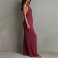 thumbnail image 6 of Ailaofu Women's Summer Halter Neck Sleeveless Solid Color Jumpsuit, Fashion Casual Beach Vacation Jumpsuit with Pockets, 6 of 7