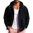 thumbnail image 5 of LVHAOGJOB Mens Hoodie Jackets Zip Front Lightweight Rain Jackets with Pockets Windbreaker Big and Tall Coats for Men, 5 of 9