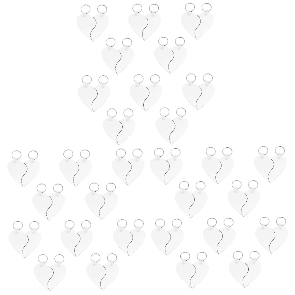 Raindrops 30 pcs  Stylish Heart-shaped Key Chains DIY Blank Key Rings Hanging Ornaments