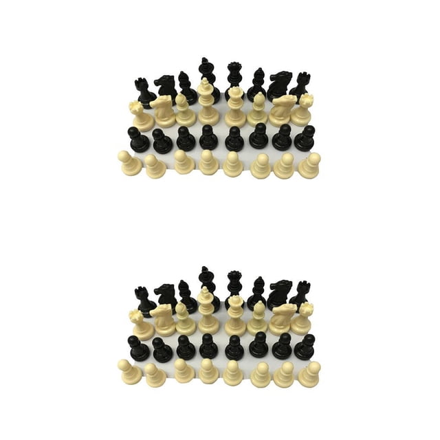 ZheElen 32 Pieces Chess Pieces Gaming Prop Family Games Craftsmanship Adults Widely Applicable Exquisite Compact Size Chessmen Set As show 2Set