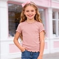 thumbnail image 2 of Gubotare Shirts for Girls Short Sleeve Kids Girls T Shirts Casual Raglan Short Sleeve Tee Crewneck Cute Summer Blouses Tops Size 7-8 (Pink,7-8 Years), 2 of 6