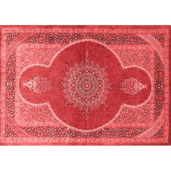 Ahgly Company Indoor Rectangle Medallion Red Traditional Area Rugs, 8' x 12'