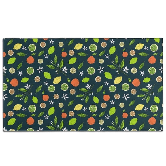 Mixed Citrus Fruit Leaves DarkGreen Pattern Door Rugs,Washable Non Slip Door Mats Indoor,Decorative Door Mats,Entry Mat Indoor for Entrance,Bedroom,Kitchen,Bathroom,17"x30"