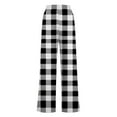 thumbnail image 4 of USNSM Women's Pajama Pants Trendy Plaid Print Stretch Comfy Lounge Pants Drawstring Sleep Straight Trousers with Pockets White XL, 4 of 4