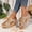 Khaki, variant on Women's Summer Solid-Color -Heel Canvas Sandals, Breathable Adjustable Lace-Up -On Slides, Comfortable Non- for Indoor & Outdoor Beach Casual Wear Khaki 35
