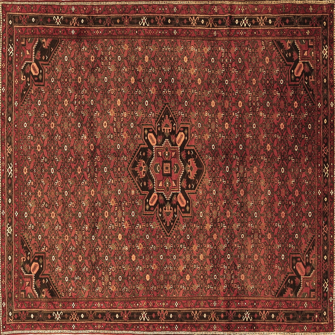 Rebrwon Traditional Rug Ahgly Company Indoor Square Persian Brown Traditional Area Rugs, 4 ...